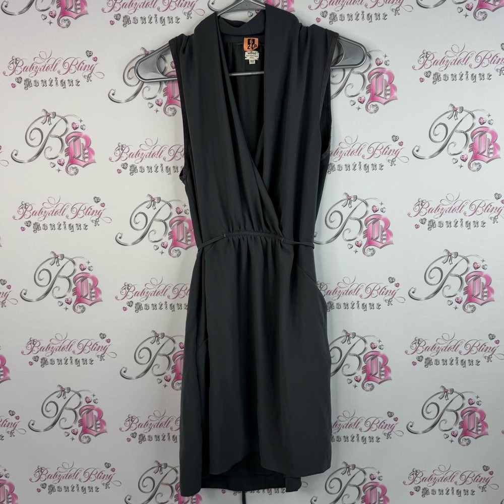 Wilfred dress Vneck flowy tie waist cinching cinch  Sleeveless Mini Dress